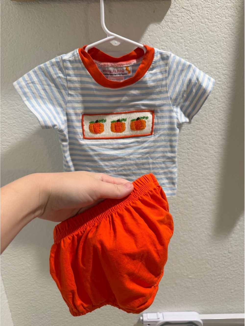 Baby Pumpkin Smocked Set